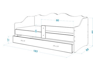 miniaturka Łóżko dziecięce Rima 160 z nadrukiem i wysuwaną szufladą