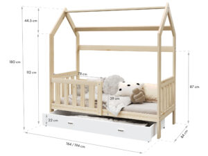 miniaturka Łóżko domek Bella z barierką i schowkiem na zabawki