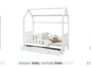 miniaturka Łóżko domek Bella z barierką i schowkiem na zabawki
