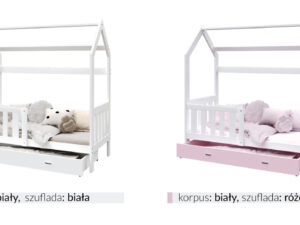 miniaturka Łóżko domek Bella z barierką i schowkiem na zabawki