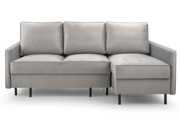 Narożnik wypoczynkowy jasnoszary welurowy na metalowych nóżkach