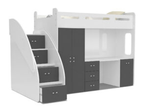 miniaturka Łóżko piętrowe Noelis z biurkiem i szafą w zestawie