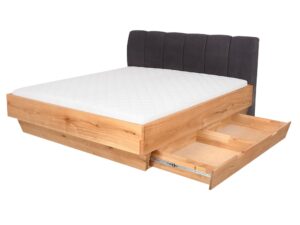 miniaturka Wygodne łóżko dębowe z pojemnikiem i nowoczesnym designem Dasalia A