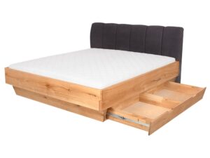 miniaturka Wygodne łóżko dębowe z pojemnikiem i nowoczesnym designem Dasalia A