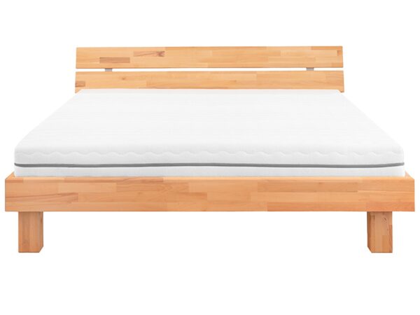 Łóżko drewniane bukowe z podwójnym zagłówkiem i materacem