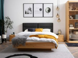 miniaturka Łóżko dębowe z podnoszonym stelażem i pojemnikiem Mara