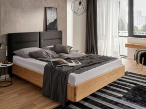 miniaturka Łóżko dębowe z podnoszonym stelażem i pojemnikiem Mara