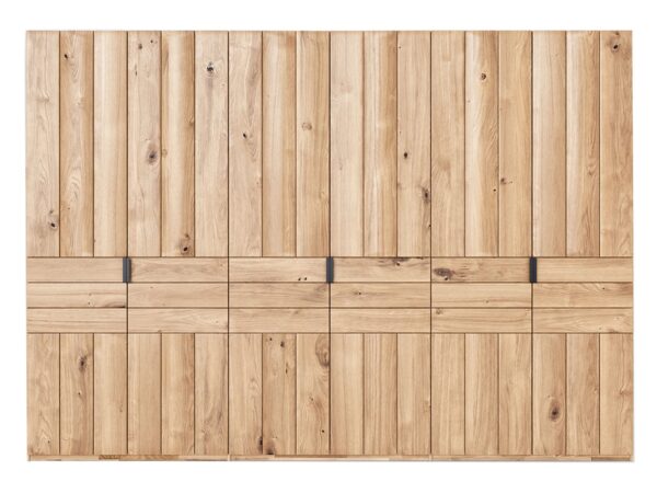 Duża szafa garderobiana dąb naturalny z czarnymi uchwytami