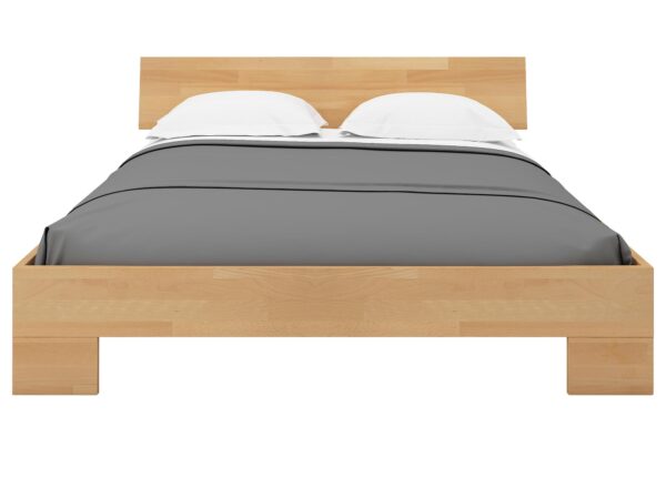 Łóżko drewniane bukowe dwuosobowe z prostokątnym zagłówkiem