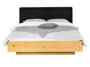 Dębowe łóżko z podnoszonym stelażem i pojemnikiem Bamare