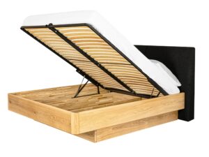 miniaturka Dębowe łóżko z podnoszonym stelażem i pojemnikiem Bamare